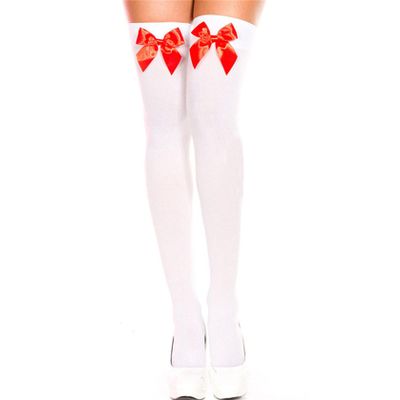 WEISUO Women's Bow Thigh High Stockings Nylon Socks for Women Halloween Cosplay Costume Party Accessory