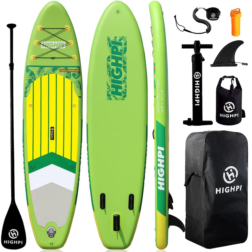 Highpi 10'6'' Inflatable Stand Up Paddle Board for Youth and Adults Wide Sup with Premium Accessories, Blow Up Paddleboard for Surfing, Fishing, Yoga & More