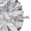 Hooshing 2PCS Silver and White Pom Poms Cheerleading Holographic Spot Cheer Pom Poms with Baton Handle for Team Spirit Sports Cheering view 2