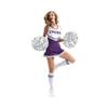 Hooshing 2PCS Silver and White Pom Poms Cheerleading Holographic Spot Cheer Pom Poms with Baton Handle for Team Spirit Sports Cheering view 3