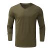 Men's Base Long-Sleeve Top Cotton Cashmere Warm Pullover V Neck Muscle Training Workout Solid Bottoming Tee Shirt view 3