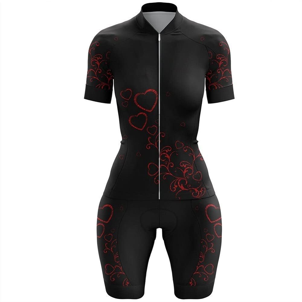 CYTSH Women's Triathlon Summer Suit Jumpsuit Cycling Jersey Short Sleeve Skinsuit wimsuit jersey (Color : 1, Size : L)