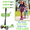 Scooters for Kids 3 Wheel Kick Scooter for Toddlers Girls & Boys, 4 Adjustable Height, Lean to Steer, Extra-Wide Deck, Light Up Wheels for Children from 3 to 14 Years Old (Green 2) view 3