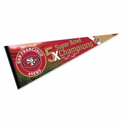 San Francisco 49ers 5 Time Bowl Champions Pennant Banner Flag