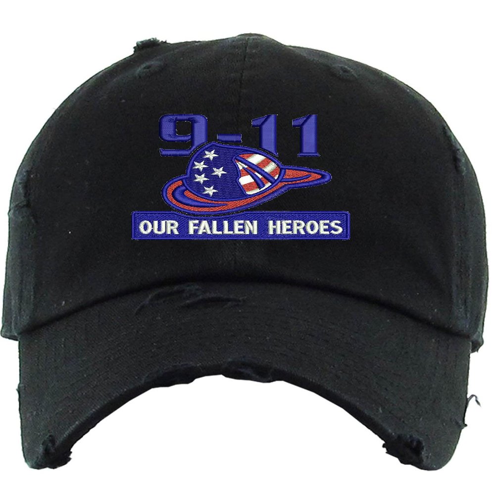9 11 Dad Hat Our Heroes 911 Embroidered Cap Remember Embroidery Vintage Dad Hats (Black)