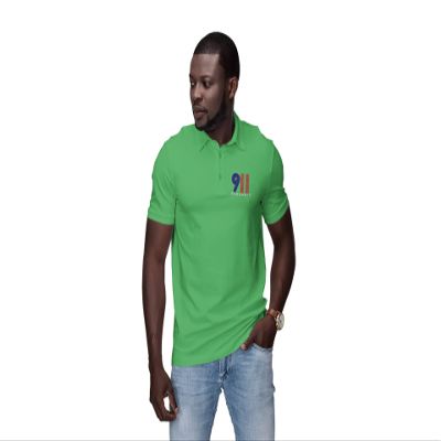 ALLNTRENDS 911 Shirt Remember Embroidered USA Flag Men's Polo T Shirt (M, Irish Green)