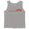Vintage Retro Sunset Beach Graphic Palm surf Tree Vacation Tropical Summer Men's Tank Top (Light Gray X-Large) view 1