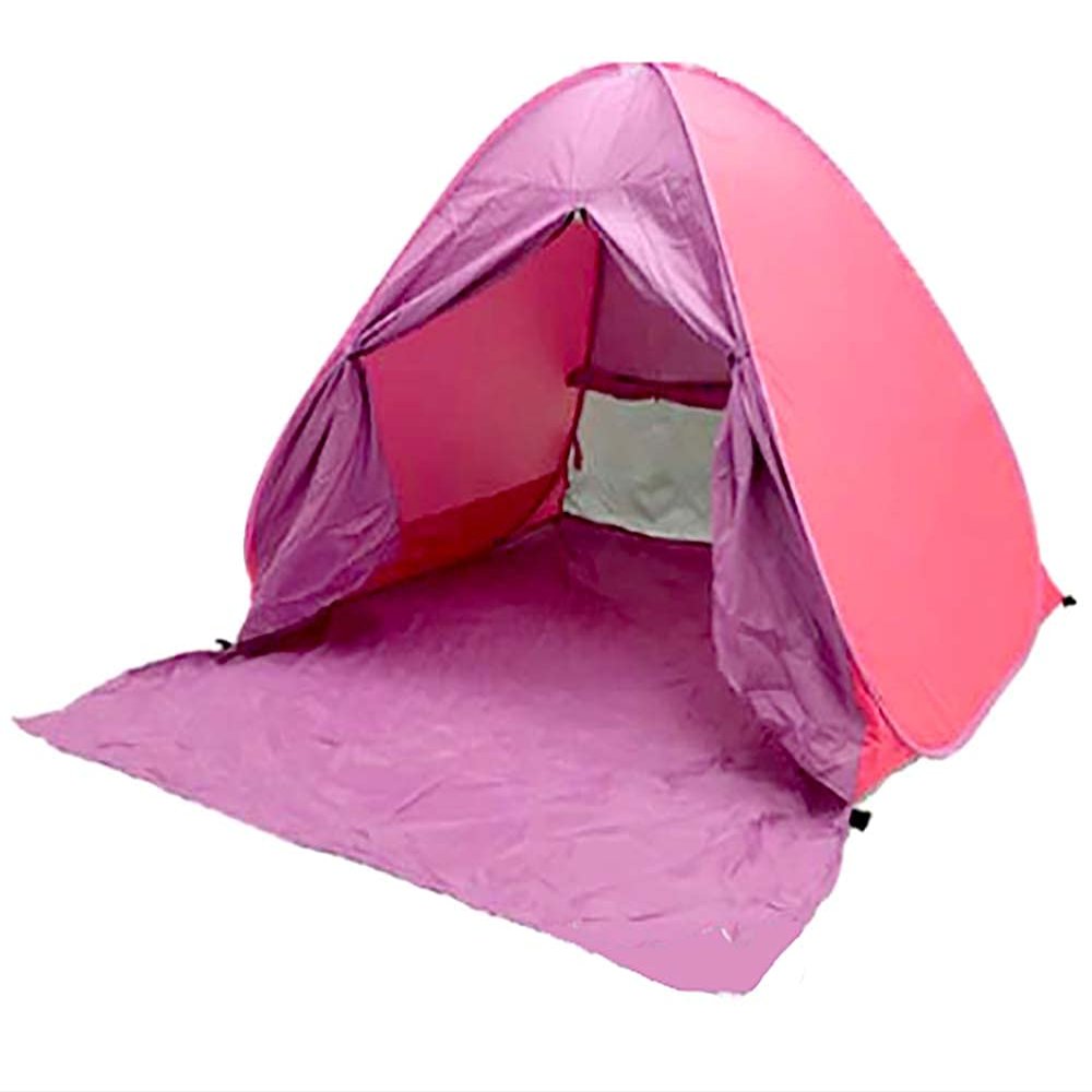 UPF 50+ Pop Up Beach Tent Sun Shelter Portable Anti UV Sun Shade Shelter for 1~3 Person Outdoor Activities Camping Fishing Hiking Picnic Touring (Purple/Pink, Large w/Shapes)