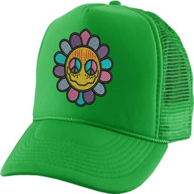 ALLNTRENDS Sunflower Trucker Hat Embroidered Baseball Cap Adjustable Snapback Flower Design (Irish Green)