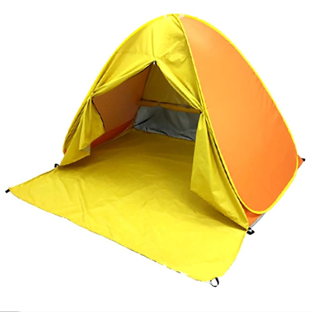 UPF 50+ Pop Up Beach Tent Sun Shelter Portable Anti UV Sun Shade Shelter for 1~3 Person Outdoor Activities Camping Fishing Hiking Picnic Touring (Yellow/Orange, Normal w/Shapes)