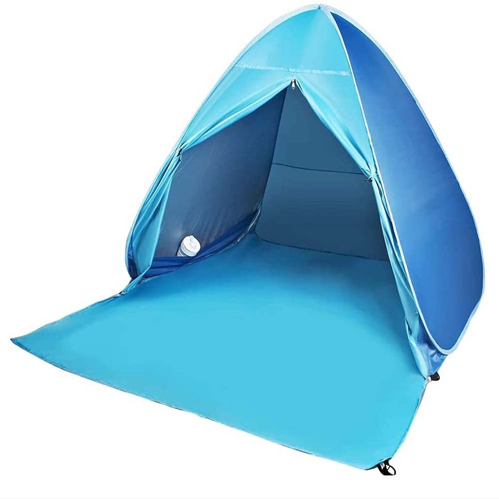 UPF 50+ Pop Up Beach Tent Sun Shelter Portable Anti UV Sun Shade Shelter for 1~3 Person Outdoor Activities Camping Fishing Hiking Picnic Touring (Joint Blue, Large w/Shapes)