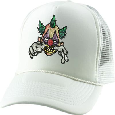 ALLNTRENDS Clown Trucker Hat Embroidered Baseball Cap Adjustable Snapback Adult Horror Caps (White)