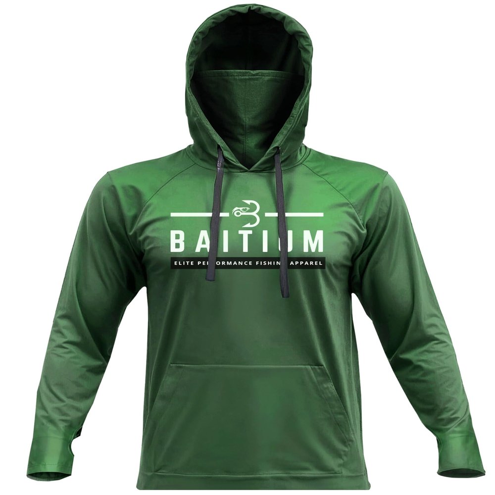Fishing Shirts for Men,UPF50 Hooded Long Sleeve with Gaiter, Sun Protection Dry Fit Apparel, Cooling Moisture Wicking with Face Mask, Fishing Clothes for Men (Medium, Green)