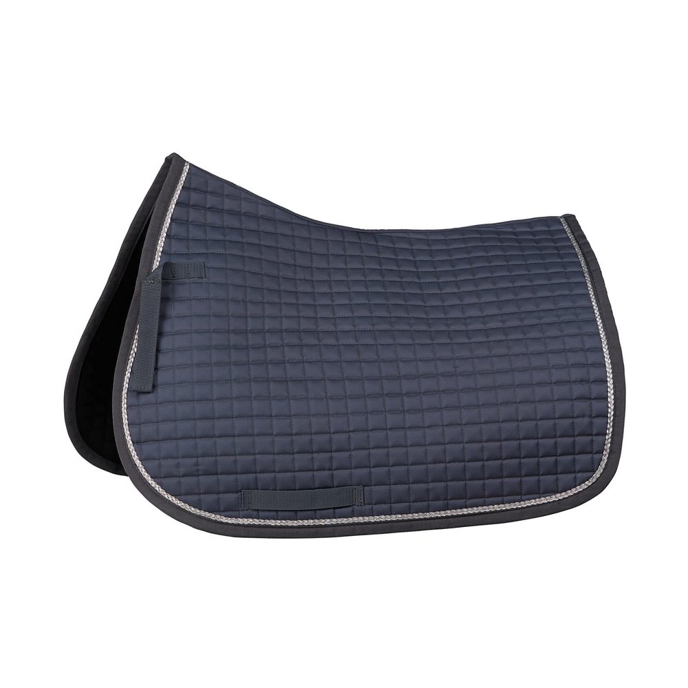 HORZE Glarus Quilted All Purpose Horse Saddle Pad | Quick-Drying and Breathable with Braided Trim - Iron Gate Grey - Pony