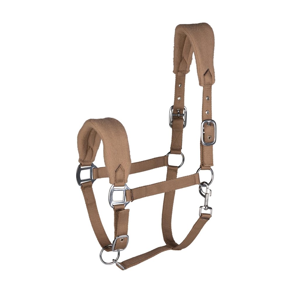 HORZE Kiel Adjustable Horse Halter with Fleece Padding - Tan - Cob