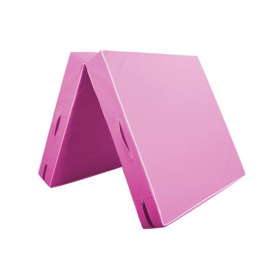 Exercise Mat Folding PU Gymnastics Tumbling, Exercise Mat with Handles, Push-ups, Fitness, Gymnastics Training Mat (Color : Pink, Size : 120x60cm)