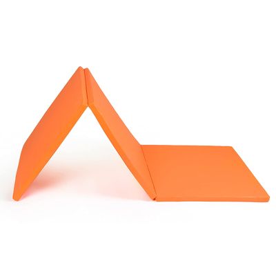 Exercise Mat PU Tri-fold Folding Gymnastics Mat, Home Aerobics Gym Exercise Mat, Thickness 3cm/1.18" Fitness Mat 180x60cm (Color : Orange)