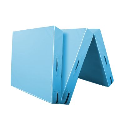 Exercise Mat PU Leather Gymnastics Mat, Tri-fold Folding Exercise Mat, Used for Tumbling, Mixed Martial Arts, Martial Arts, Stretching Exercises 180x60cm (Color : Blue)