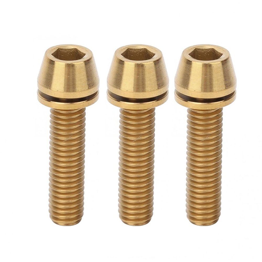 Bicycle Accessories 3PCS Bicycle Seat Stem Screw Titanium Alloy Bike Handlebar Stem Screws Bicycle Disc Brake Set Screw with Gasket Bike Parts (Color : M5 20MM, Size : B)