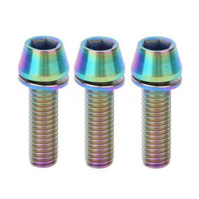 Bicycle Accessories 3PCS Bicycle Seat Stem Screw Titanium Alloy Bike Handlebar Stem Screws Bicycle Disc Brake Set Screw with Gasket Bike Parts (Color : M6 20MM, Size : A)