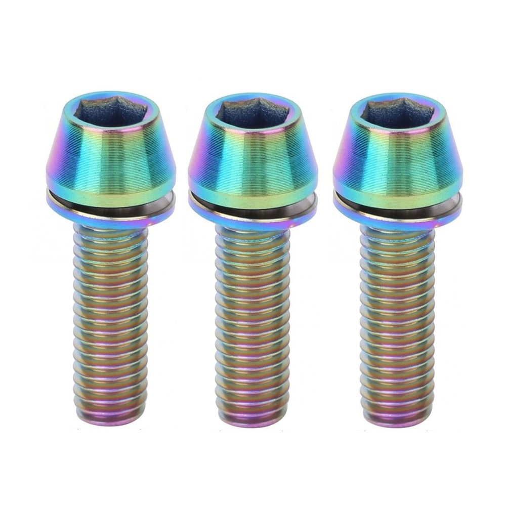 Bicycle Accessories 3PCS Bicycle Seat Stem Screw Titanium Alloy Bike Handlebar Stem Screws Bicycle Disc Brake Set Screw with Gasket Bike Parts (Color : M6 20MM, Size : A)