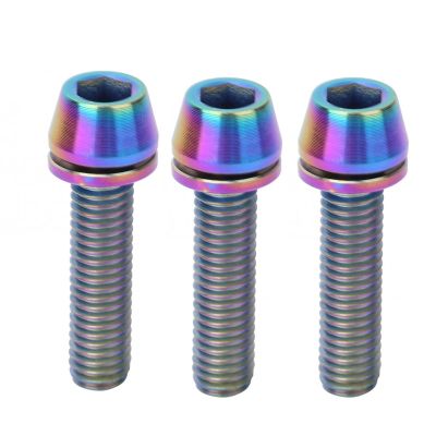 Bicycle Accessories 3PCS Bicycle Seat Stem Screw Titanium Alloy Bike Handlebar Stem Screws Bicycle Disc Brake Set Screw with Gasket Bike Parts (Color : M5 20MM, Size : A)