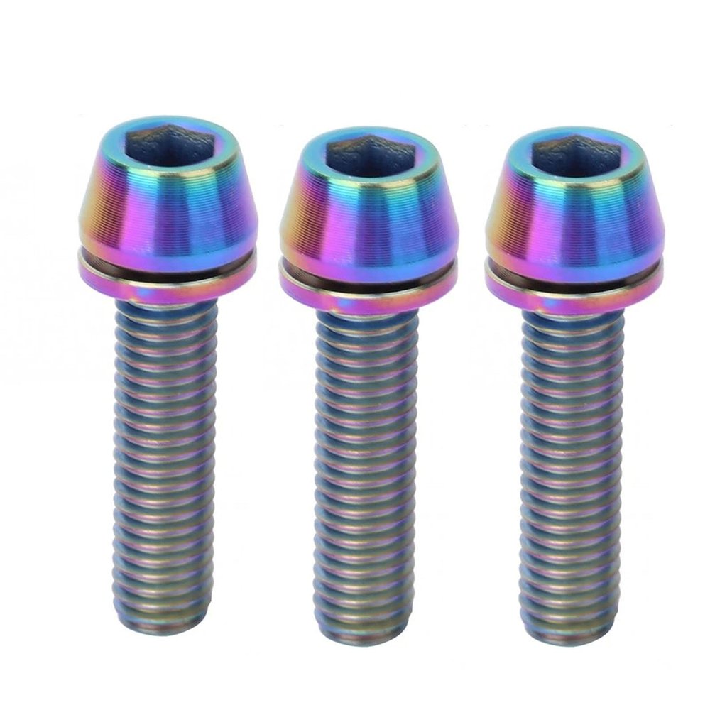 Bicycle Accessories 3PCS Bicycle Seat Stem Screw Titanium Alloy Bike Handlebar Stem Screws Bicycle Disc Brake Set Screw with Gasket Bike Parts (Color : M5 20MM, Size : A)
