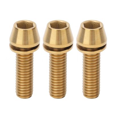 Bicycle Accessories 3PCS Bicycle Seat Stem Screw Titanium Alloy Bike Handlebar Stem Screws Bicycle Disc Brake Set Screw with Gasket Bike Parts (Color : M6 20MM, Size : B)