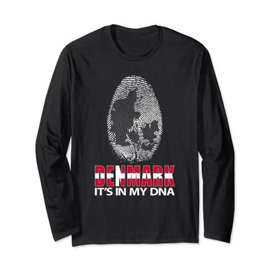 It's In My DNA - Denmark Map Fingerprint Danish Flag Pride Long Sleeve T-Shirt
