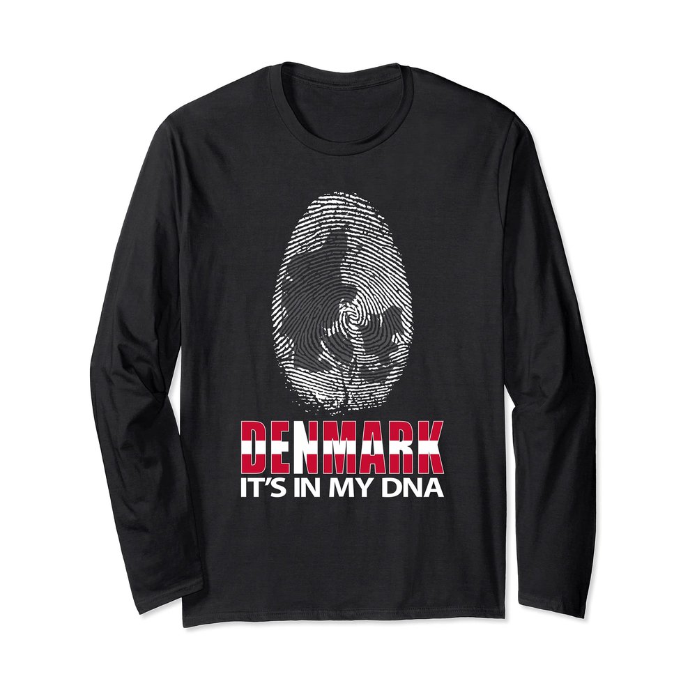 It's In My DNA - Denmark Map Fingerprint Danish Flag Pride Long Sleeve T-Shirt