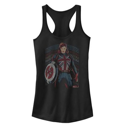 Marvel Junior's What If Union Carter Slim Fit, Scoop Hem Racerback Tank, Black, XX-Large