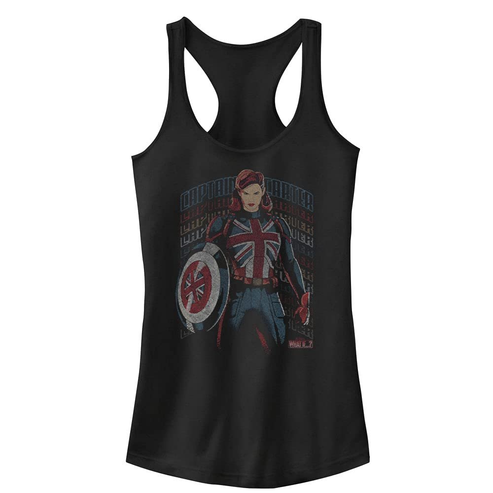 Marvel Junior's What If Union Carter Slim Fit, Scoop Hem Racerback Tank, Black, XX-Large