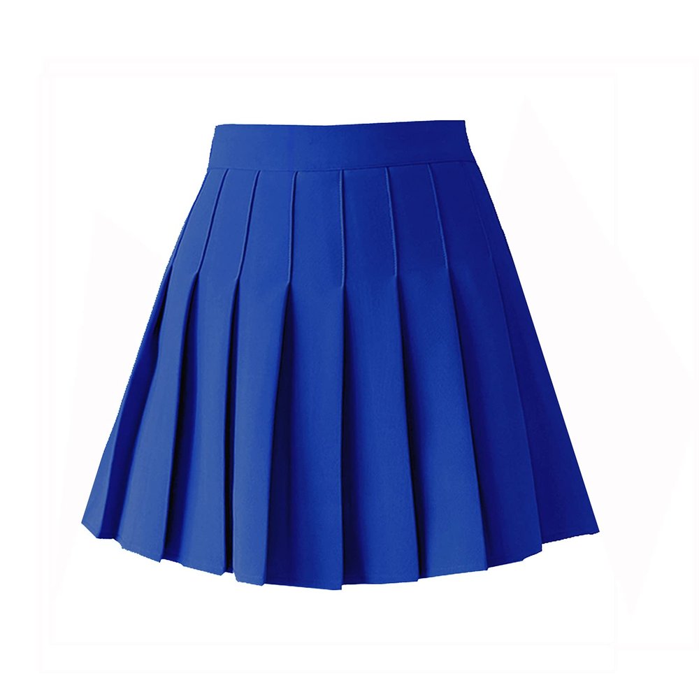 ZHANCHTONG Women's High Waist A-Line Pleated Mini Skirt Short Tennis Skirt (Royal Blue, XL)