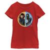 Marvel Spider-Man No Way Home Spidey Strange Circle Girl's Solid Crew Tee, Red, X-Large view 1