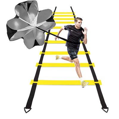 Agility Ladder 6m Agility Training Ladder, Sports Fitness Training Set, for Indoor/Outdoor Kids Adults Training, Witn Running Resistance Parachute