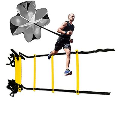 Agility Ladder Flexibility Training Ladder, Speed Agility Training Set, with Resistance Parachute/12 Cones,Unisex's Premium Trainer Kit