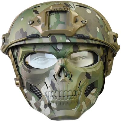 NC PJ Tactical Fast Helmet and Adjustable Airsoft Mask Skull Full Face MaskSuitable for Airsoft Paintball, Halloween, Role-Playing, Costume Parties and Movie Props