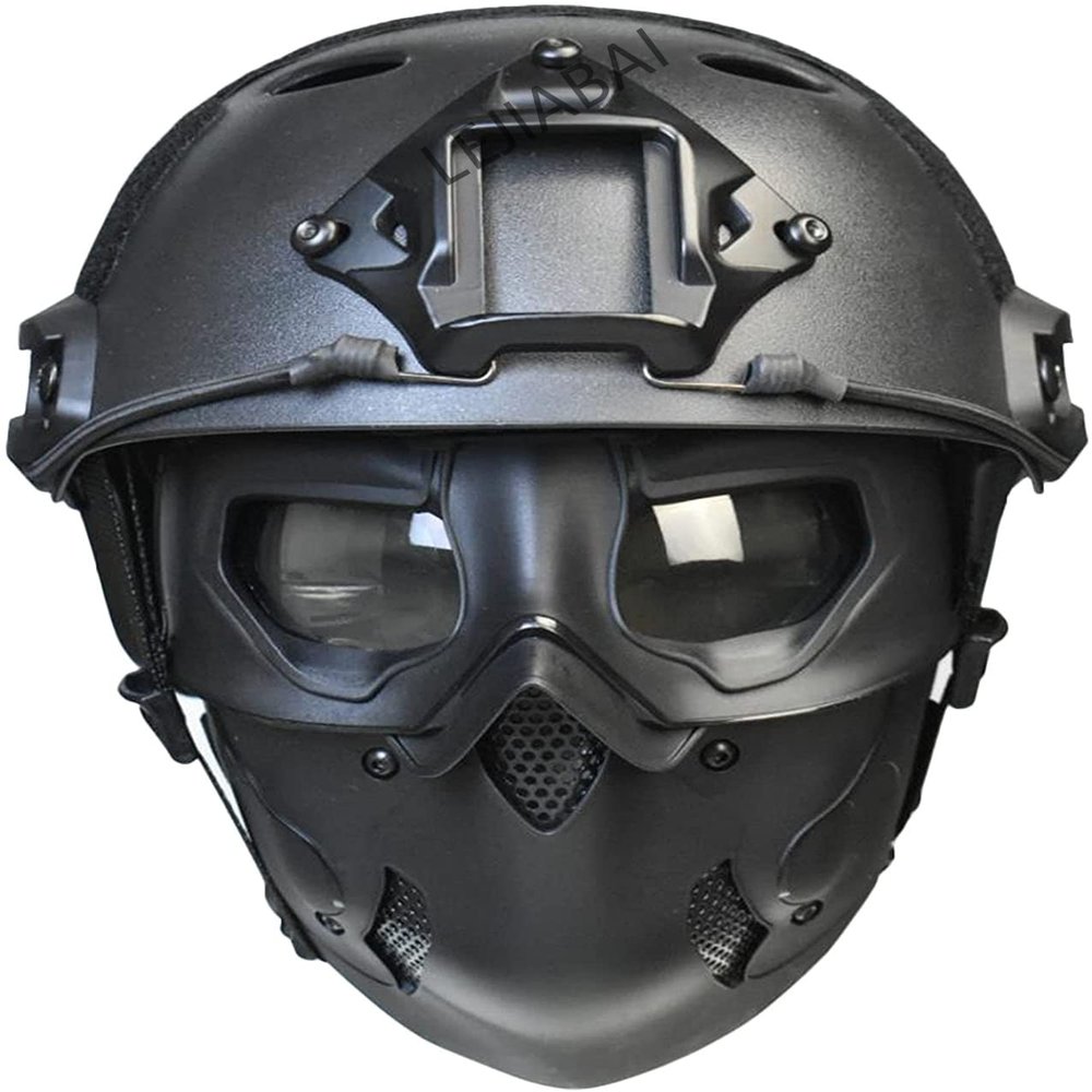 PJ Tactical Fast Helmet and Adjustable Airsoft Mask Skull Full Face MaskSuitable for Airsoft Paintball, Halloween, Role-Playing, Costume Parties and Movie Props