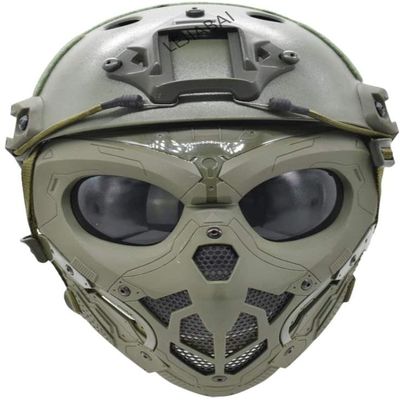 NC PJ Tactical Fast Helmet and Adjustable Airsoft Mask Skull Full Face MaskSuitable for Airsoft Paintball, Halloween, Role-Playing, Costume Parties and Movie Props, 21.2-23 inch