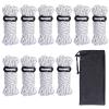 Hikeman 10 Pack 4mm Camping Rope Reflective Outdoor Guy Lines with Aluminum Guyline Adjuster Tensioners Nylon Tent Tie Downs for Hiking Backpacking Tarp,Canopy Shelter (White) view 1