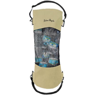 Deluxe Recycles Portable Mesh Trash Bag for Boat - Washable Leakproof Outdoor Garbage Bags for Boat, Kayak or Camper Lightweight & Large Capacity Bin Bag (Beige)