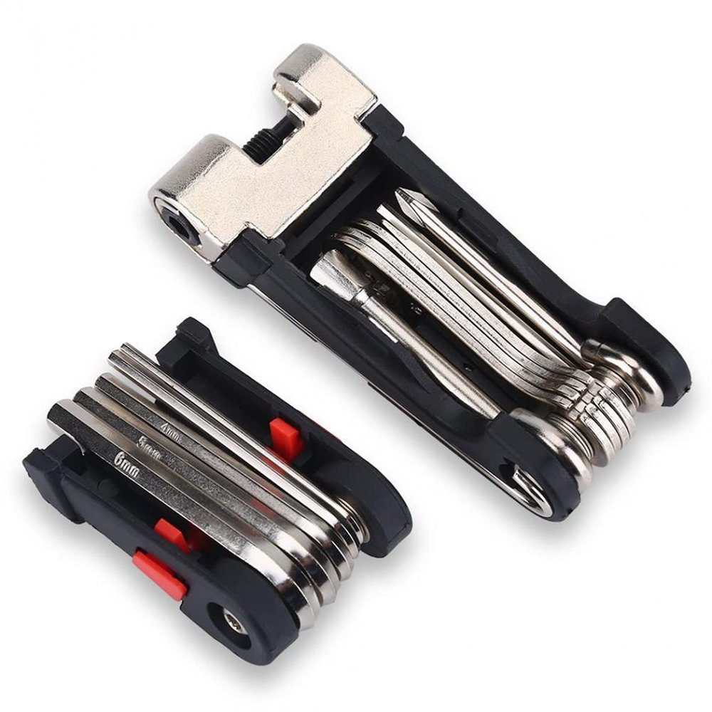 SJHY Bicycle Accessories 16 in 1 Bicycle Mountain Bike Multi-Function Repair Maintenance Tools Portable Bicycle Tool Set Bike Tool Kits Bike Parts (Color : Black)
