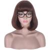 morvally Short Brown Bob Wig with Bangs for Cosplay Costume Hallaween Party Including Glasses (Brown) view 1