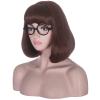 morvally Short Brown Bob Wig with Bangs for Cosplay Costume Hallaween Party Including Glasses (Brown) view 2