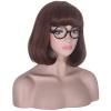 morvally Short Brown Bob Wig with Bangs for Cosplay Costume Hallaween Party Including Glasses (Brown) view 3