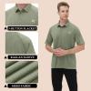 MOHEEN Men's Moisture Wicking Performance Polo Shirts Short Sleeve Breathable Solid Polo Shirts, Olive Gray, 2XL view 4