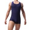 YOOBNG Men's Mesh Tank Top One Piece Striped Waistband Wrestling Singlet Bodysuit Jumpsuit Leotard Mini Boxer Briefs view 4