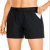 CRZ YOGA Women's Lightweight Cargo Hiking Shorts with Belt 6'' - Stretch Long Summer Athletic Outdoor Workout Shorts Pockets Black X-Small view 1