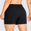 CRZ YOGA Women's Lightweight Cargo Hiking Shorts with Belt 6'' - Stretch Long Summer Athletic Outdoor Workout Shorts Pockets Black X-Small view 2