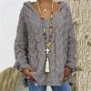 Womens Twist Knit Sweaters Long Sleeve Hoodie V Neck Pullover Sweater Loose Casual Tops S-3XL with 1pcs Chiffon Scarf view 2
